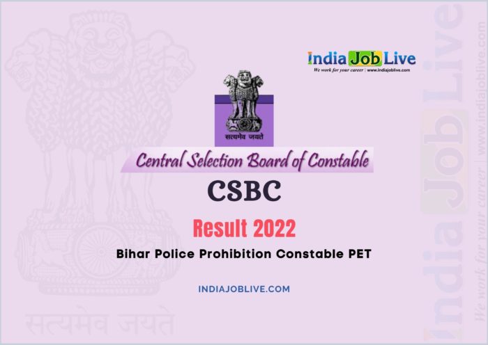 Bihar Police Prohibition Constable Post PET Result 2022